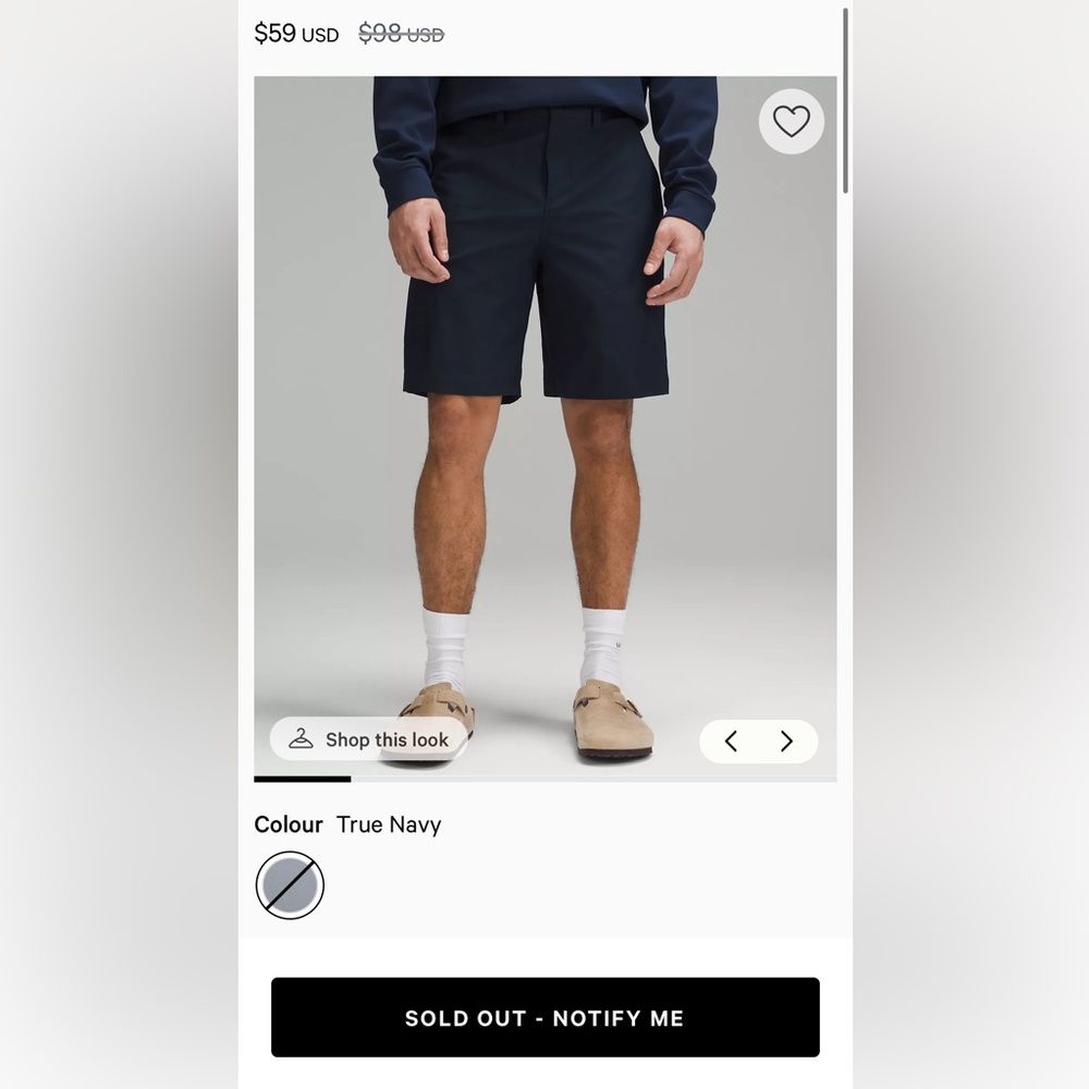 Lululemon Relaxed-Fit Smooth Twill Short 9" in Color True Navy